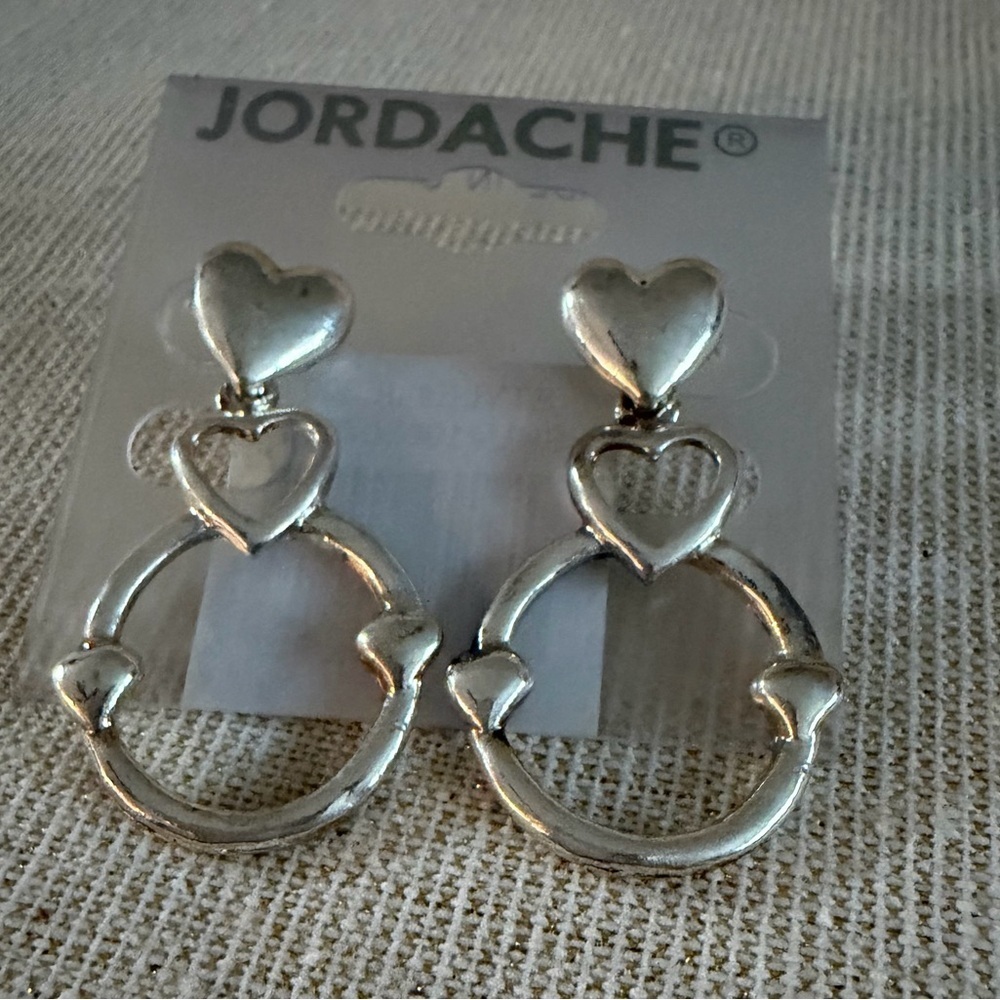 Jordache Silver Heart Drop Earrings - Silver